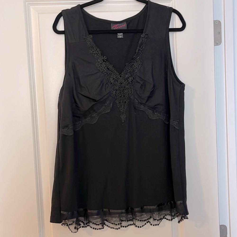 Torrid Black Mesh Lace Beaded Tank Sz 3